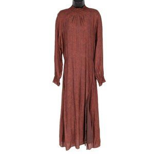 Caballero Valintine Maxi Dress M Red Ink Pen Long Sleeve High Ruffle Neck Slit